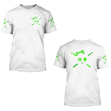 Discover Skull & Crochet Hooks (Lime Green - Dark Version) 3D T Shirts