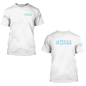 Discover "Smile" light blue letters grey 3D T Shirts