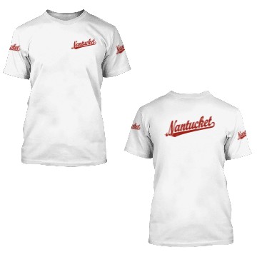 Discover Nantucket script logo in red distressed 3D T Shirts