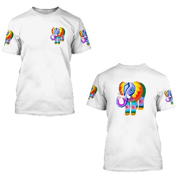 Discover Elephant Rainbow Colors Patchwork 3D T Shirts