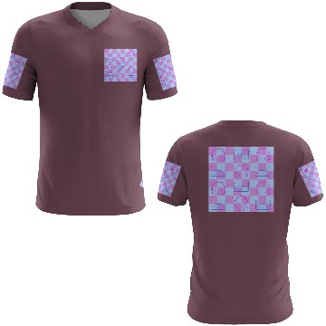Discover 1980's Music Checkerboard - blue and purple 3D T Shirts
