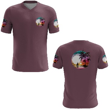 Discover Beach Sunset Sailboat Palm Trees Ocean Vacation 3 3D T Shirts