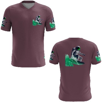 Discover Green waves surfing astronaut 3D T Shirts