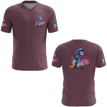 Discover Pig and Monkey as Astronauts 3D T Shirts