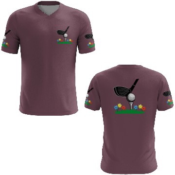 Discover Golf stick and ball on grass field with flowers 3D T Shirts