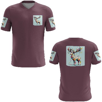 Discover Geometric reindeer with christmas lights 3D T Shirts