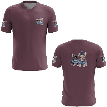 Discover Winter Christmas Bulldogs with Blue Hats 3D T Shirts