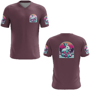 Discover Synthwave Easter Bunny with Eggs 3D T Shirts
