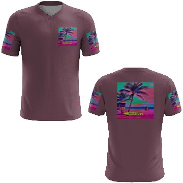 Discover Neon Beach Life Scene 90's Vibes - Surfboard, Sand 3D T Shirts