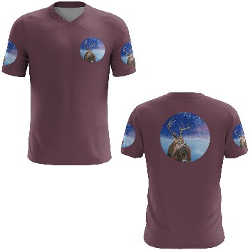 Discover The Red Deer in Winter Illustration 3D T Shirts