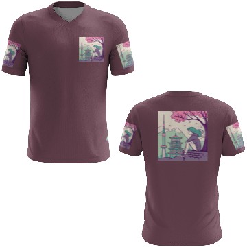 Discover "Peaceful Anime Vibes: Girl Relaxing with Sakura 3D T Shirts