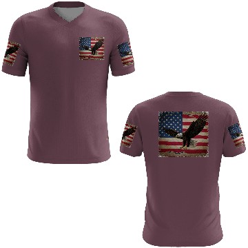Discover Stylized Eagle with USA Flag Background 3D T Shirts