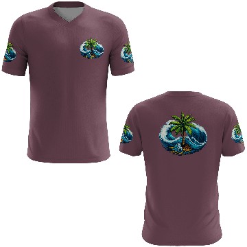 Discover "Palm Serenity Amid Ocean Waves" 3D T Shirts