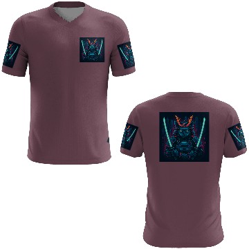 Discover A futuristic samurai cat in neon armor with glo 3D T Shirts
