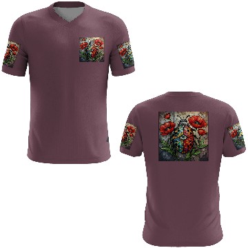 Discover Ladybug stained glass vibrant poppy flower insect 3D T Shirts