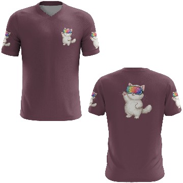 Discover Whimsical Cat with VR Mask 3D T Shirts