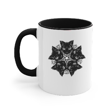 Discover Catagram - Cat Pentagram - Occult - Goth in Black Accent Mugs