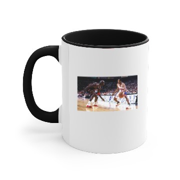 Discover Allen Iverson crossing over Michael Jordan graphic Accent Mugs