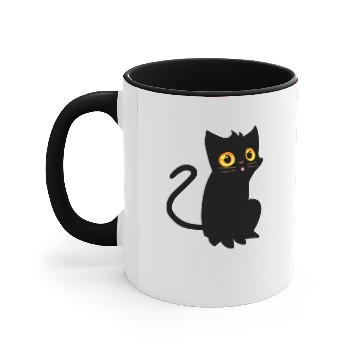Discover Cute, black cat Accent Mugs