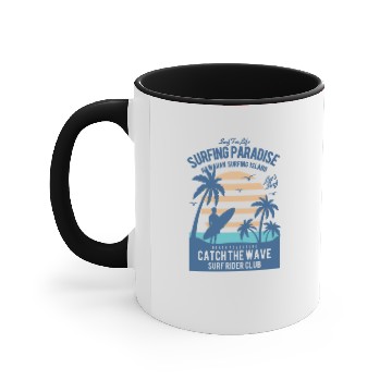 Discover Surfing Paradise - Catch the wave Accent Mugs