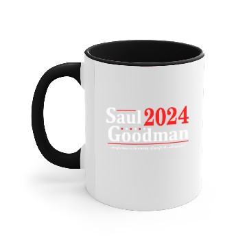 Discover Saul Goodman '24 - election funny lawyer humor Accent Mugs