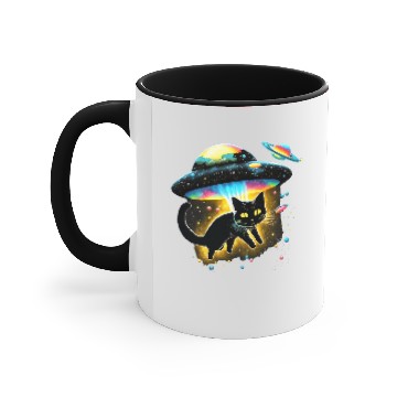 Discover black cats Paws Accent Mugs Galaxy Cat Spaceship Alien Cat Accent Mugs
