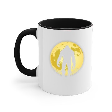 Discover Scary Cryptid ghosts Forest a yellow Full Moon with Bigfoot Accent Mugs