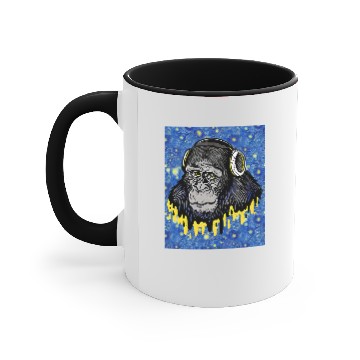 Discover Monkey Lover Starry Night Music Headphones Monkey Accent Mugs