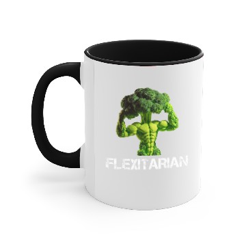 Discover Flexitarian Broccoli Bodybuilder Clean Eating Weight Lifting Accent Mugs