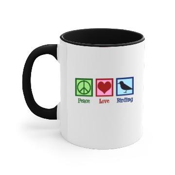 Discover Cute Bird Watcher Peace Love Birding Accent Mugs