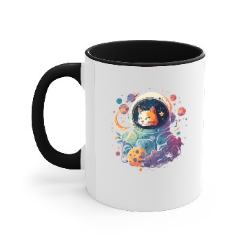 Discover Cat Paws Astronaut Outer Space Kitty on Galaxy Cat Lover 3 Accent Mugs