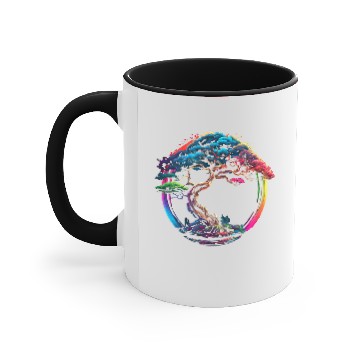 Discover Bonsai Enso zen circle tree Japan spirituality rainbow Accent Mugs