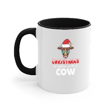 Discover Cattle Cow Christmas Is Better With A Cow Santa snow Accent Mugs