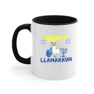 Discover Lama Llama QWM7 Happy Llamakkuh Funny Hanukkah Llama Lover Jewish Life 86 Accent Mugs