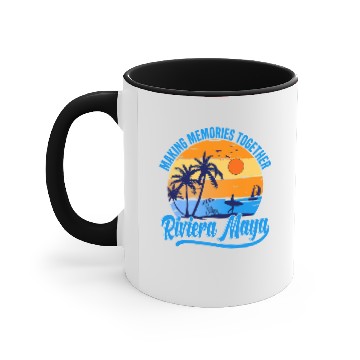 Discover Retro Riviera Maya Mexico Palm Tree Beach Summer Vacation Accent Mugs