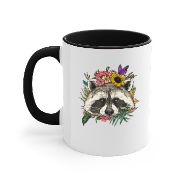 Discover Floral Raccoon Spring Nature Accent Mugs