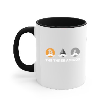 Discover The Three Amigos Bitcoin Etherium Litecoin Accent Mugs