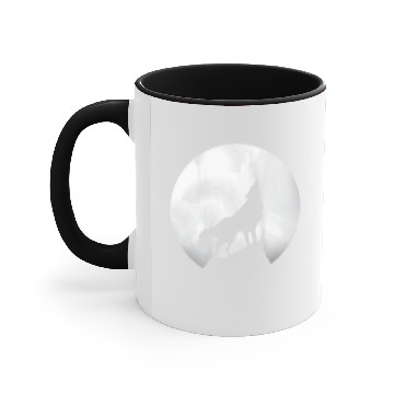Discover Wolf Howling Moon Light Lone Wolf Accent Mugs