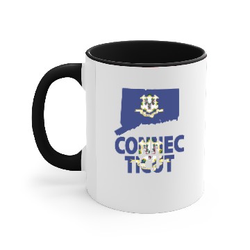 Discover Connecticut Flag Map Accent Mugs