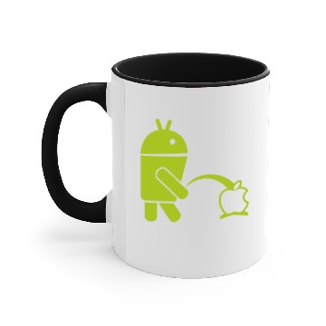 Discover Anroid Peeing On A Apple Accent Mugs