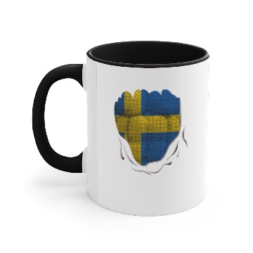 Discover Funny Sweden Flag Ripped Abs Muscles Accent Mugs
