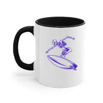 Discover Surfing Skeleton 4c Accent Mugs