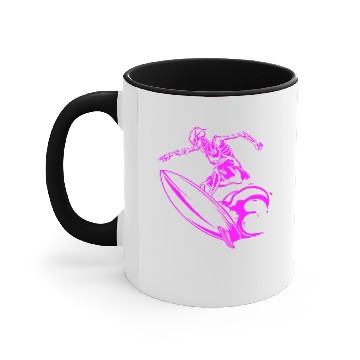 Discover Surfing Skeleton 2b Accent Mugs