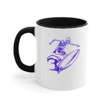 Discover Surfing Skeleton 3c Accent Mugs