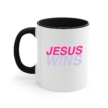 Discover Jesus Wins Accent Mugs