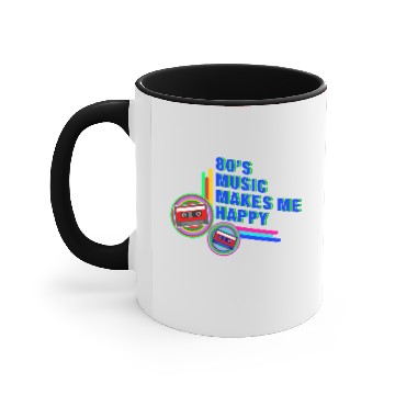 Discover 80s Music Makes Me Happy Accent Mugs