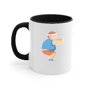 Discover squat exercise fat happy guy gift idea Accent Mugs