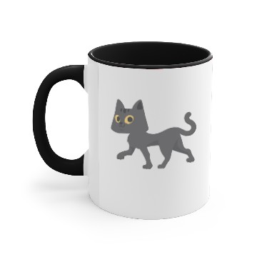Discover Smiling Grey Cat Walking Accent Mugs