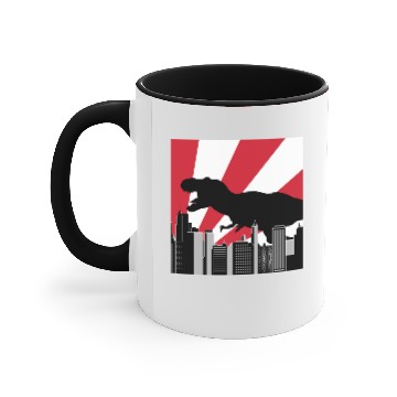 Discover god zilla Trex in Tokyo Japan Accent Mugs