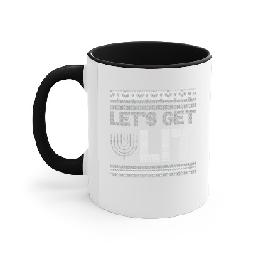 Discover Funny Hanukkah - Let's Get Lit Menorah - Humor Accent Mugs